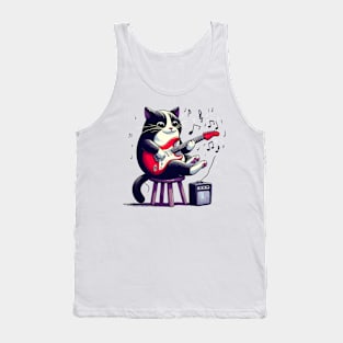 Cat Playing Guitar Tank Top